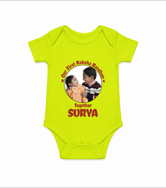 First Raksha Bandhan Infant Romper - LIME GREEN - New Born (Chest 14")