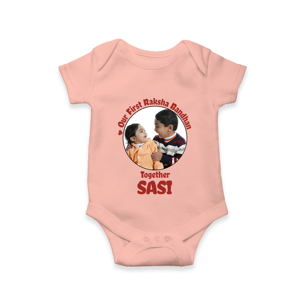 First Raksha Bandhan Infant Romper - PEACH - New Born (Chest 14")