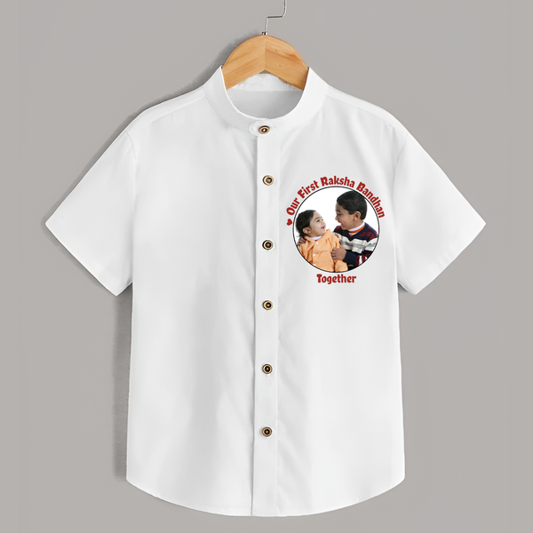 Our First Raksha Bandhan Shirt | Celebrate Sibling Love in Style - WHITE - 0 - 6 Months Old (Chest 23")