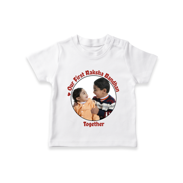 Our First Raksha Bandhan T-Shirt | Celebrate Sibling Love in Style - WHITE - 0-5 Months Old (Chest 17")