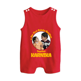 First Raksha Bandhan Infant Button Romper - RED - New Born (Chest 18")