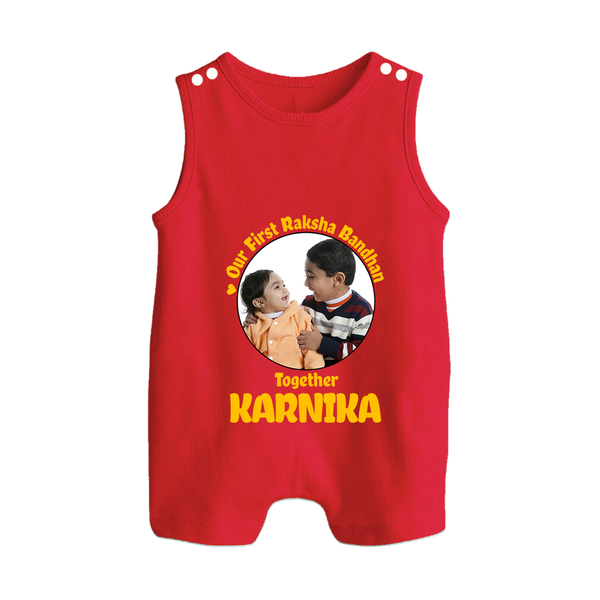 First Raksha Bandhan Infant Button Romper - RED - New Born (Chest 18")