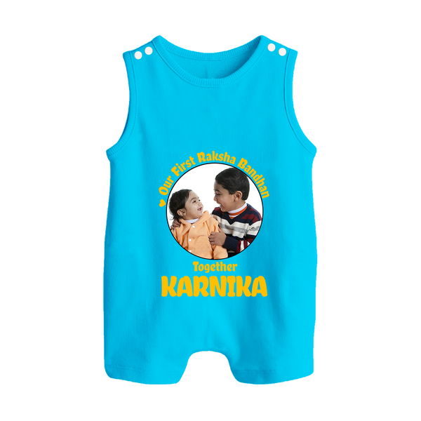 First Raksha Bandhan Infant Button Romper - SKY BLUE - New Born (Chest 18")