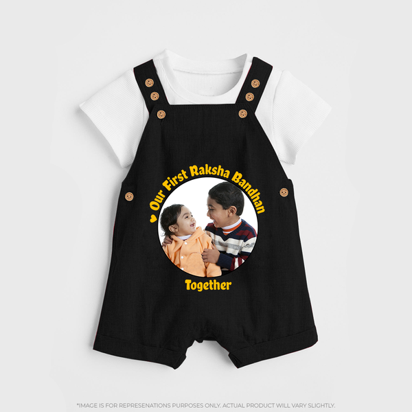 Our First Raksha Bandhan Dungaree | Celebrate Sibling Love in Style - BLACK - 0 - 5 Months Old (Chest 18")