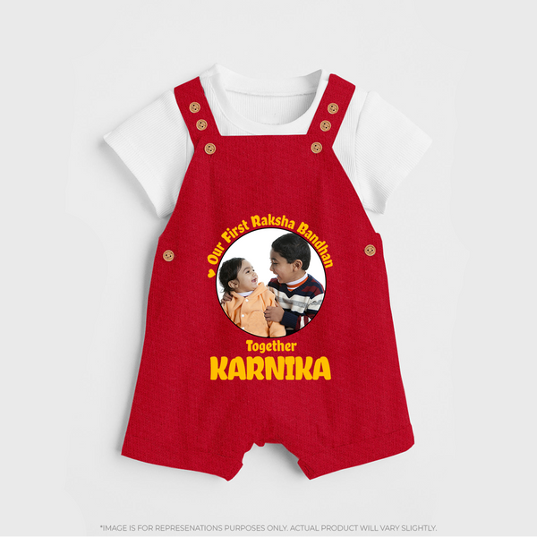 First Raksha Bandhan Infant Dungaree - RED - 0 - 5 Months Old (Chest 18")