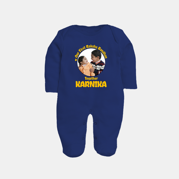 First Raksha Bandhan Infant Fullbody Suit - NAVY BLUE - New Born (Chest 7.5")