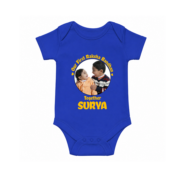 First Raksha Bandhan Infant Romper - COBALT BLUE - New Born (Chest 14")