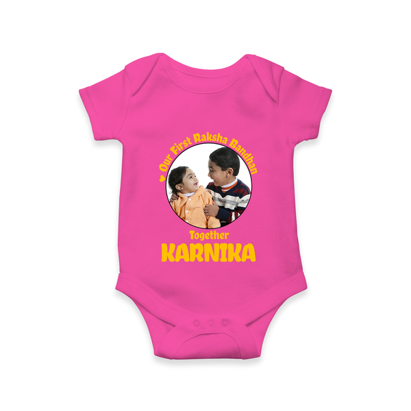 First Raksha Bandhan Infant Romper - HOT PINK - New Born (Chest 14")