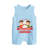 Baby’s First Rakhi Celebration Button Romper  - BABY BLUE - New Born (Chest 18")