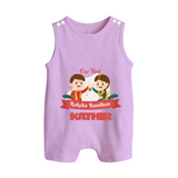 Baby’s First Rakhi Celebration Button Romper  - LILAC - New Born (Chest 18")