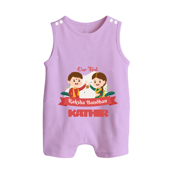 Baby’s First Rakhi Celebration Button Romper  - LILAC - New Born (Chest 18")