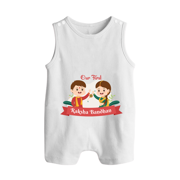 Matching Romper Suit | Our First Rakhi Celebration Together - WHITE - 0 - 5 Months Old (Chest 18")