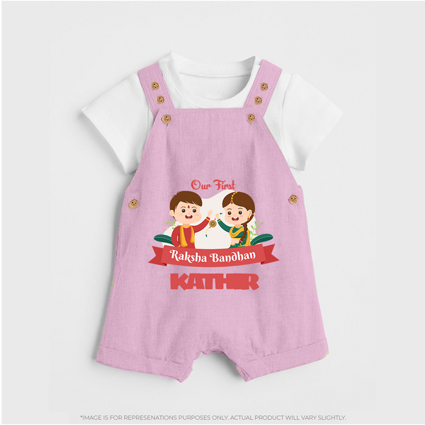 Baby’s First Rakhi Celebration Dungaree  - BABY PINK - 0 - 5 Months Old (Chest 18")