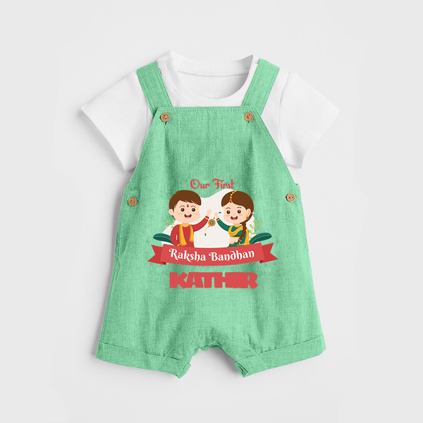 Baby’s First Rakhi Celebration Dungaree  - GREEN - 0 - 5 Months Old (Chest 18")