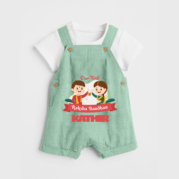 Baby’s First Rakhi Celebration Dungaree  - MINT GREEN - 0 - 5 Months Old (Chest 18")