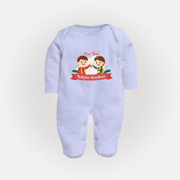 Matching Sleep Suit | Our First Rakhi Celebration Together - BABY BLUE - New Born (Chest 7.5")