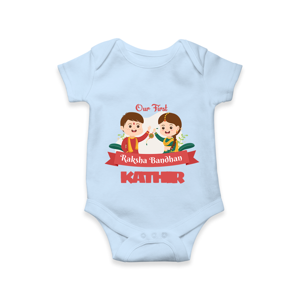 Baby’s First Rakhi Celebration Romper  - BABY BLUE - New Born (Chest 14")