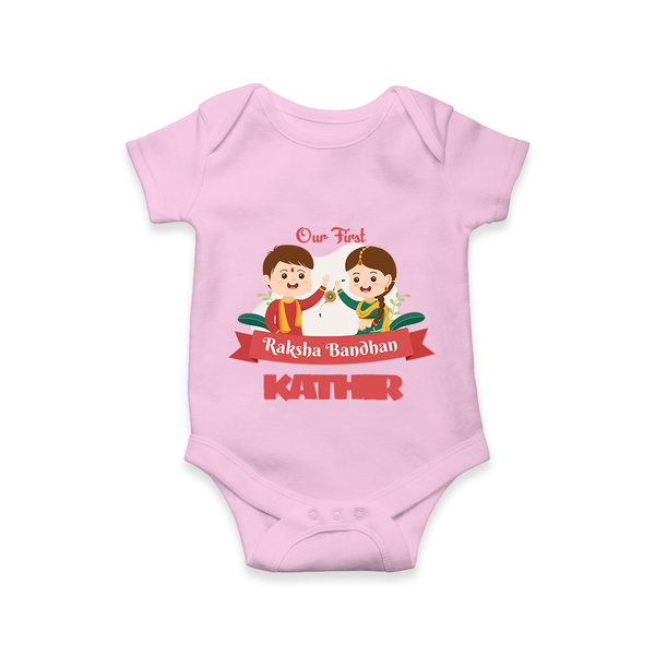 Baby’s First Rakhi Celebration Romper  - BABY PINK - New Born (Chest 14")