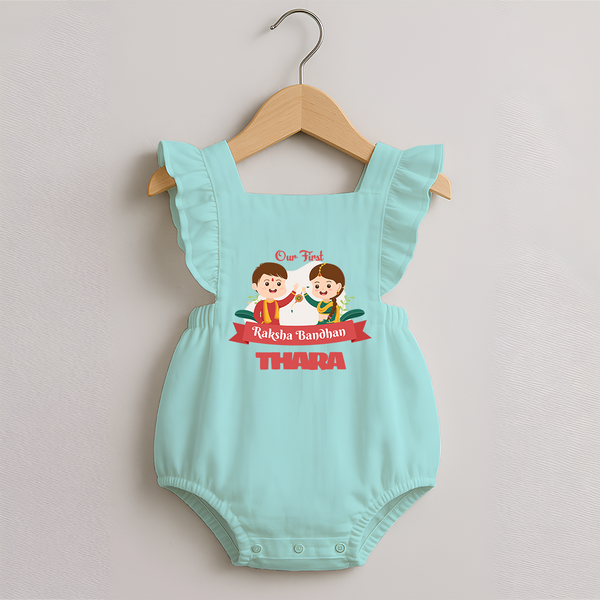 Baby’s First Rakhi Celebration Romper Frock  - MINT GREEN - 0 - 3 Months Old (Chest 19")