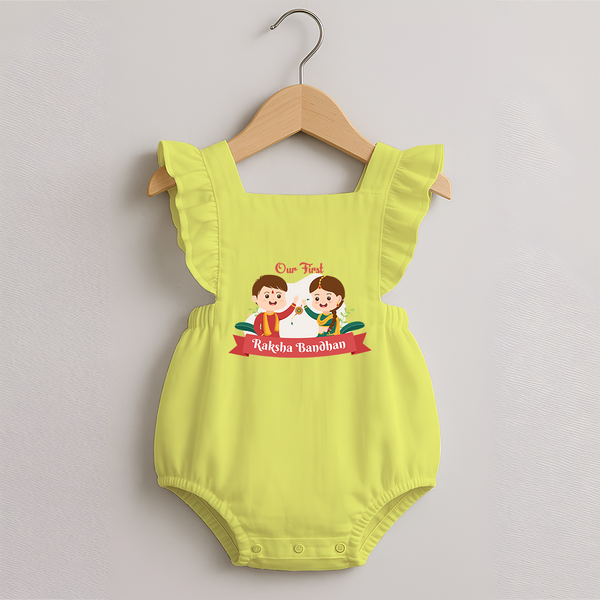 Matching Romper Frock | Our First Rakhi Celebration Together - PASTEL YELLOW - 0 - 3 Months Old (Chest 19")
