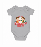Baby’s First Rakhi Celebration Romper  - GREY - New Born (Chest 14")
