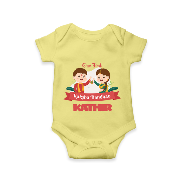 Baby’s First Rakhi Celebration Romper  - PASTEL YELLOW - New Born (Chest 14")