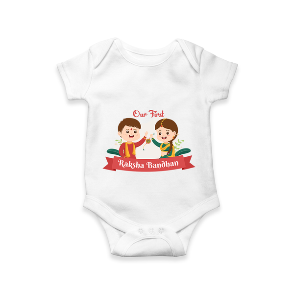 Matching Romper | Our First Rakhi Celebration Together - WHITE - New Born (Chest 14")