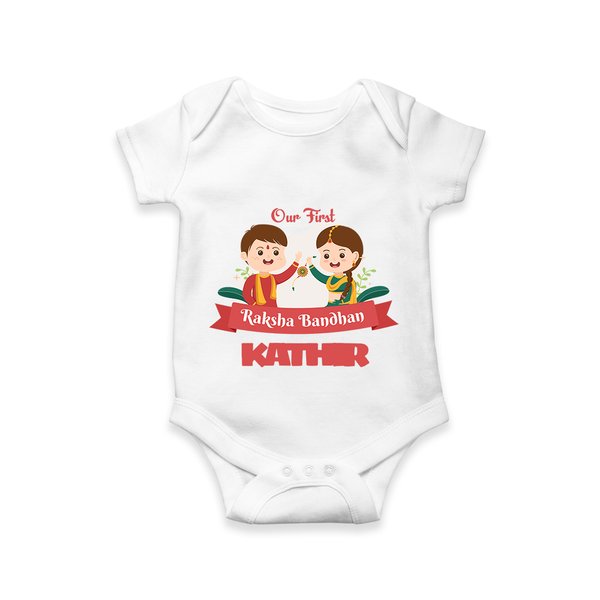 Baby’s First Rakhi Celebration Romper  - WHITE - New Born (Chest 14")