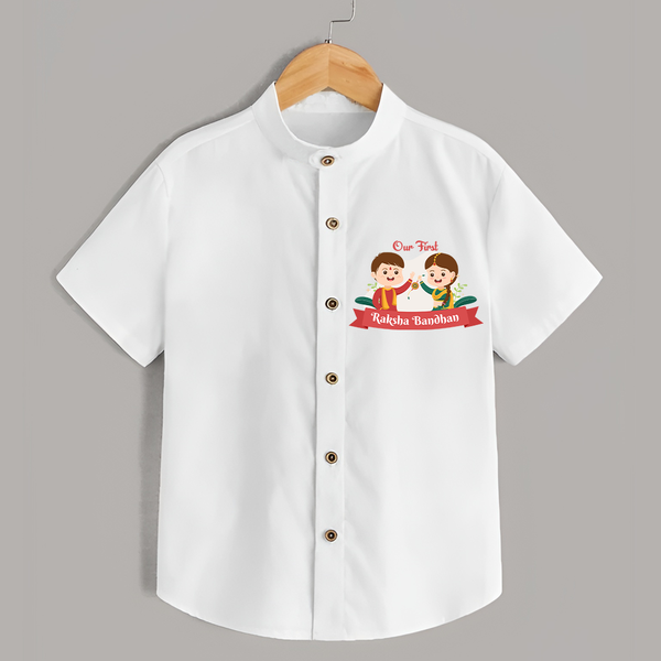 Matching Shirt | Our First Rakhi Celebration Together - WHITE - 0 - 6 Months Old (Chest 23")