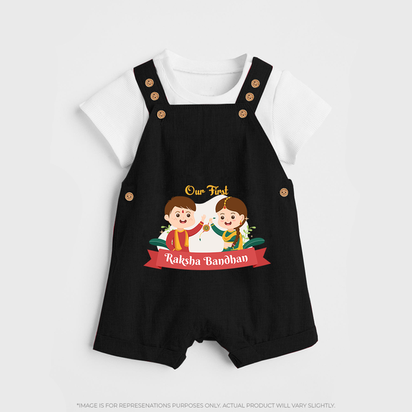 Matching Dungaree | Our First Rakhi Celebration Together - BLACK - 0 - 5 Months Old (Chest 18")