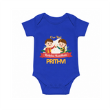 Baby’s First Rakhi Celebration Romper  - COBALT BLUE - New Born (Chest 14")