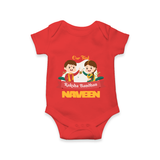 Baby’s First Rakhi Celebration Romper  - RED - New Born (Chest 14")