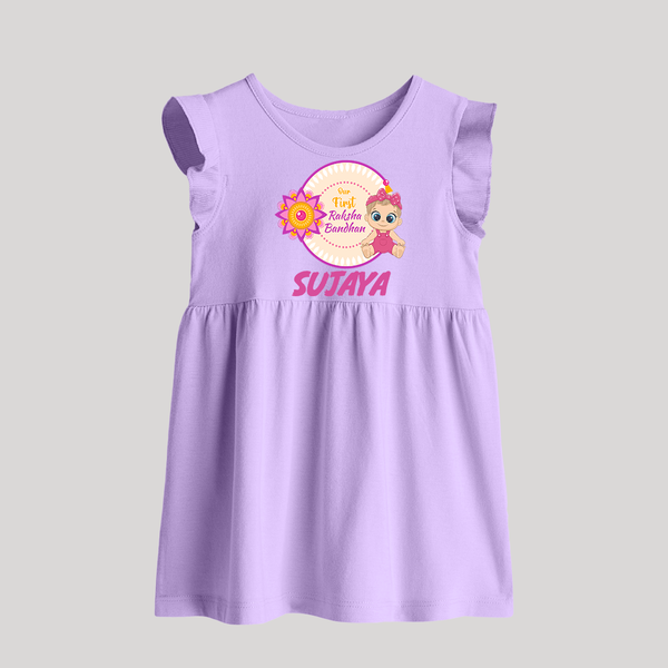 Infant First Raksha Bandhan Baby Frock - LILAC - 0 - 3 Months Old (Chest 17")