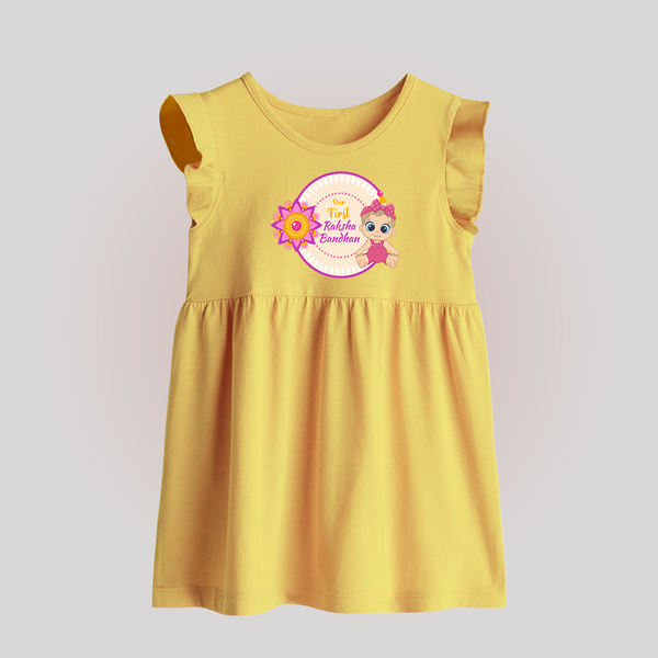 Soft Cotton Baby Frock | Our First Raksha Bandhan Look - PASTEL YELLOW - 0 - 3 Months Old (Chest 17")