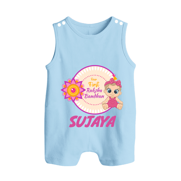 Infant First Raksha Bandhan Button Romper - BABY BLUE - New Born (Chest 18")