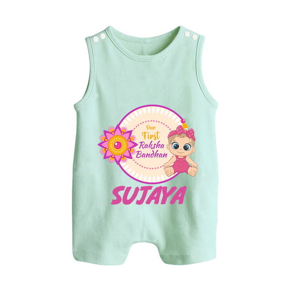 Infant First Raksha Bandhan Button Romper - MINT GREEN - New Born (Chest 18")