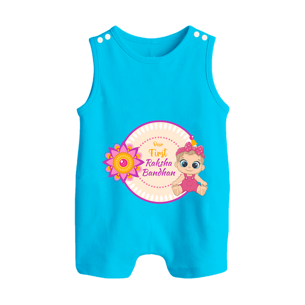 Soft Cotton Romper Suit | Our First Raksha Bandhan Look - SKY BLUE - 0 - 5 Months Old (Chest 18")
