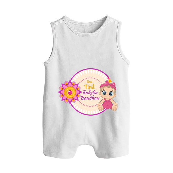Soft Cotton Romper Suit | Our First Raksha Bandhan Look - WHITE - 0 - 5 Months Old (Chest 18")