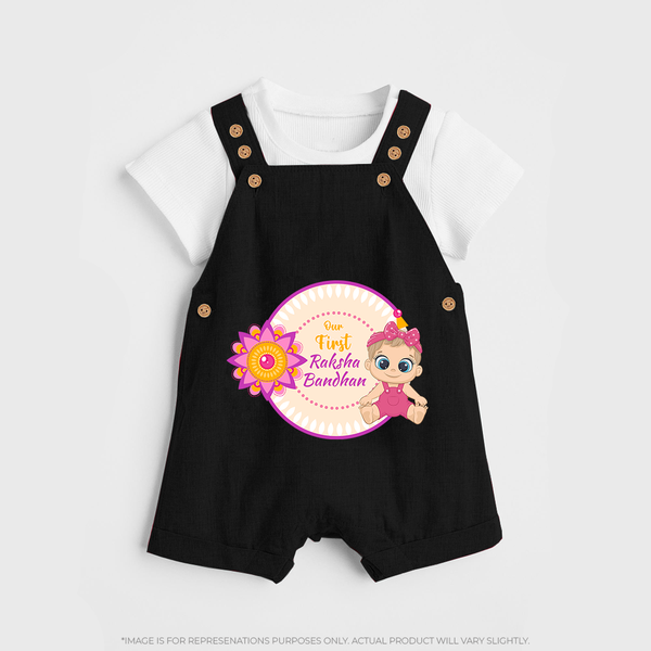 Soft Cotton Dungaree | Our First Raksha Bandhan Look - BLACK - 0 - 5 Months Old (Chest 18")