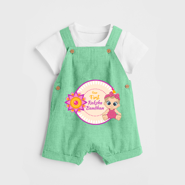 Soft Cotton Dungaree | Our First Raksha Bandhan Look - GREEN - 0 - 5 Months Old (Chest 18")