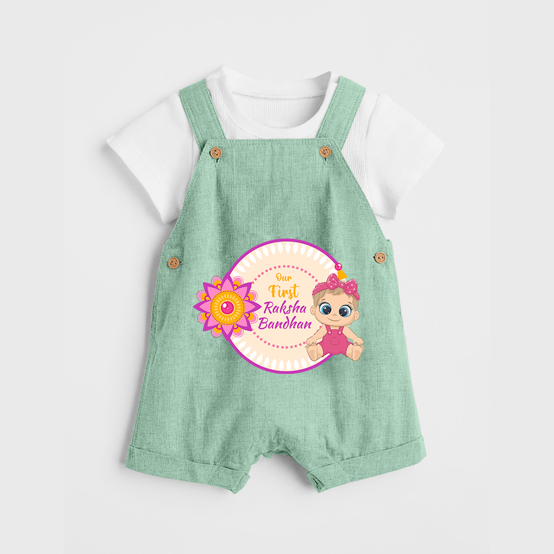 Soft Cotton Dungaree | Our First Raksha Bandhan Look - MINT GREEN - 0 - 5 Months Old (Chest 18")