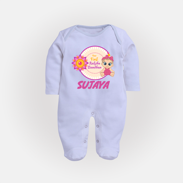 Infant First Raksha Bandhan Fullbody Suit - BABY BLUE - New Born (Chest 7.5")