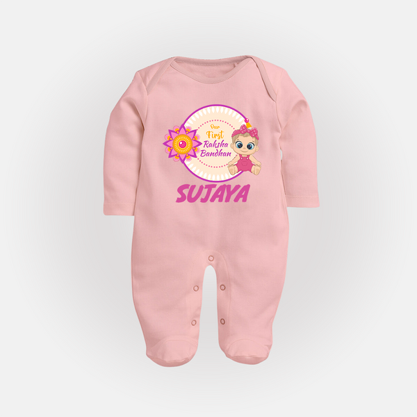 Infant First Raksha Bandhan Fullbody Suit - BABY PINK - New Born (Chest 7.5")