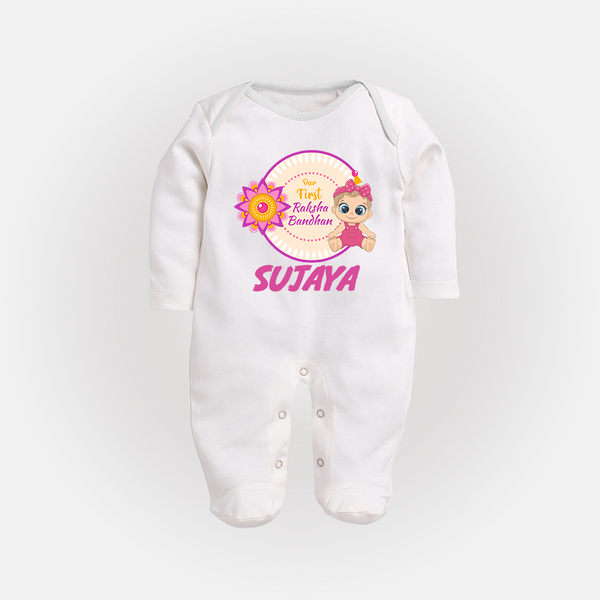 Infant First Raksha Bandhan Fullbody Suit - WHITE - New Born (Chest 7.5")