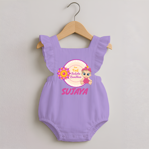 Infant First Raksha Bandhan Romper Frock - LILAC - 0 - 3 Months Old (Chest 19")