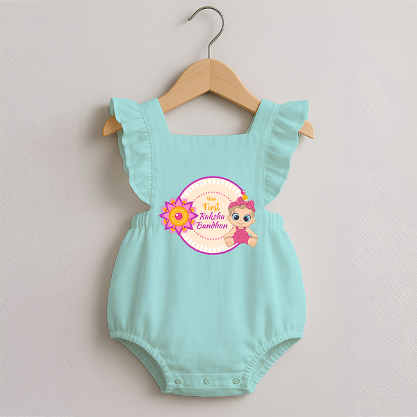 Soft Cotton Romper Frock | Our First Raksha Bandhan Look - MINT GREEN - 0 - 3 Months Old (Chest 19")