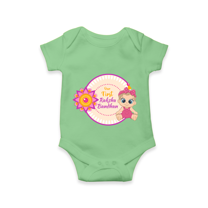 Soft Cotton Romper | Our First Raksha Bandhan Look - GREEN - New Born (Chest 14")