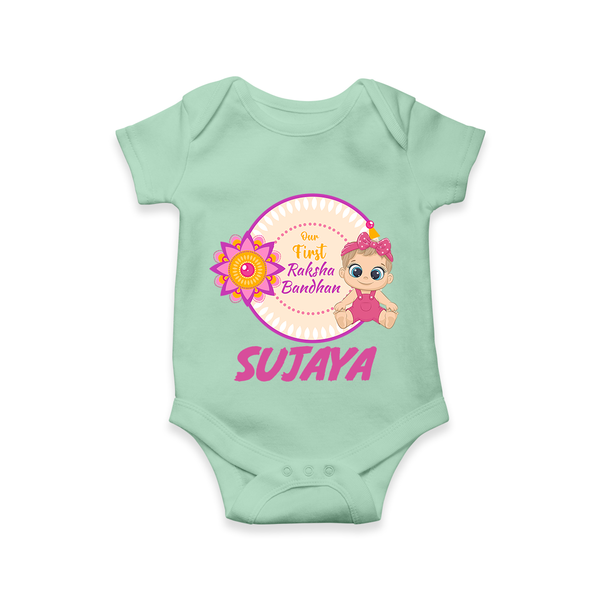 Infant First Raksha Bandhan Romper - MINT GREEN - New Born (Chest 14")