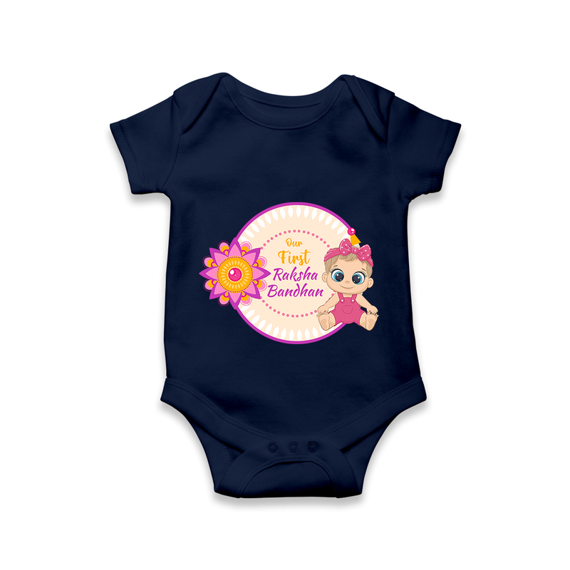 Soft Cotton Romper | Our First Raksha Bandhan Look - NAVY BLUE - New Born (Chest 14")
