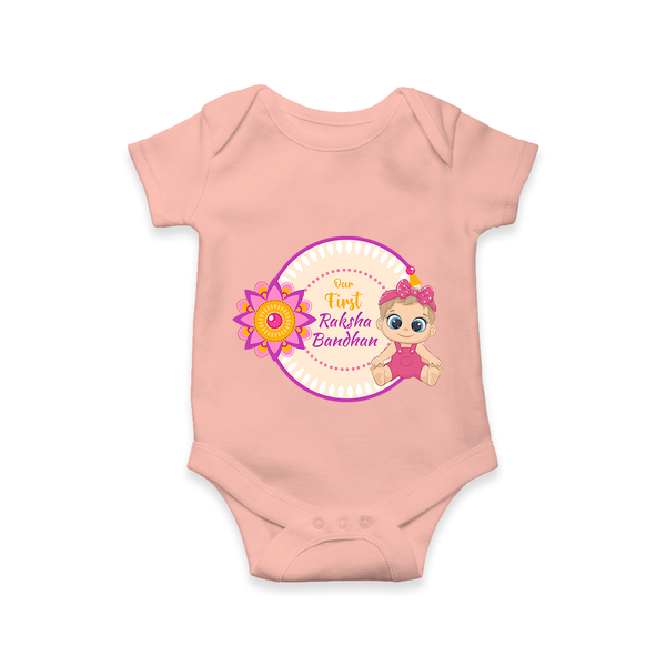 Soft Cotton Romper | Our First Raksha Bandhan Look - PEACH - New Born (Chest 14")